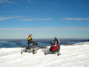 Snowmobiles on Cadillac Mountain