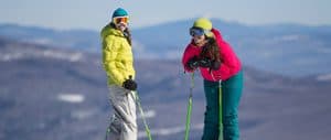 Skiers at the top of a Sunday River trail - Click on the image above to access more Maine winter images.