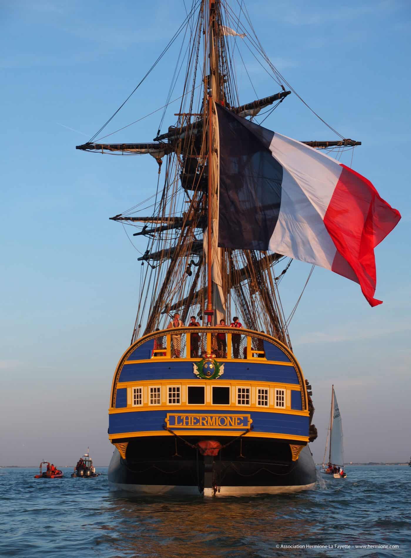 L'Hermione sails to Castine. Photo credit: Castine Historical Society