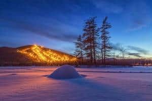 Shawnee Peak in the evening - Click on the image above to access more Maine winter images.