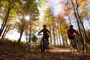 Mountaining biking in fall, Maine