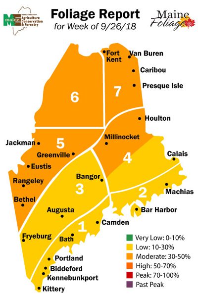 Maine foliage report map week 3